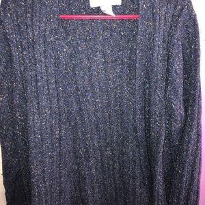 Cardigan, blue w/speckled colors